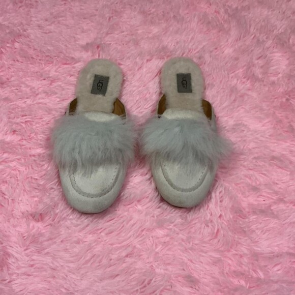 UGG Shoes - Light Blue Off White Ugg slide on flats